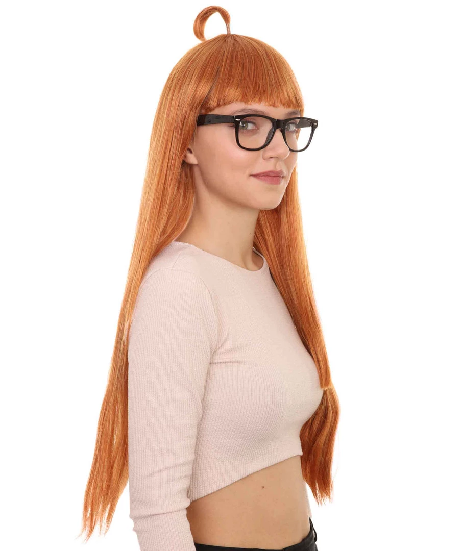 HPO Women's Womens Brown Long Straight Wig With Glasses | Video Game Wigs | Premium Breathable Capless Cap 6 HPO Women's Womens Brown Long Straight Wig With Glasses | Video Game Wigs | Premium Breathable Capless Cap