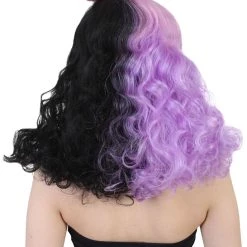 HPO Women's Doll Wig | Pink Bow Purple & Black Wig | Premium Breathable Capless Cap