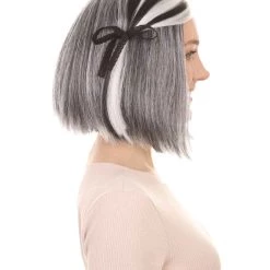 HPO Women's Womens Pretty Doll Wig | Black & White Storybook & Fairytale Wigs | Premium Breathable Capless Cap