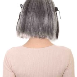 HPO Women's Womens Pretty Doll Wig | Black & White Storybook & Fairytale Wigs | Premium Breathable Capless Cap