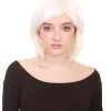 HPO Short White Womens Wig | Medium Bob Cosplay Halloween Wig | Premium Breathable Capless Cap Men's