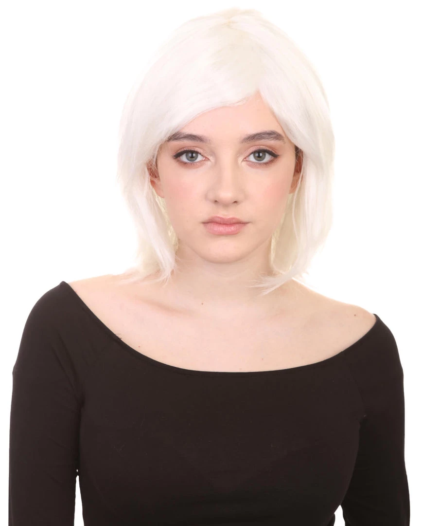 HPO Short White Womens Wig | Medium Bob Cosplay Halloween Wig | Premium Breathable Capless Cap Men's 1 HPO Short White Womens Wig | Medium Bob Cosplay Halloween Wig | Premium Breathable Capless Cap Men's