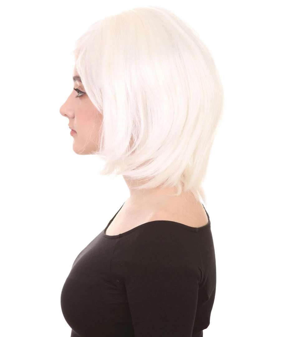 HPO Short White Womens Wig | Medium Bob Cosplay Halloween Wig | Premium Breathable Capless Cap Men's 3 HPO Short White Womens Wig | Medium Bob Cosplay Halloween Wig | Premium Breathable Capless Cap Men's