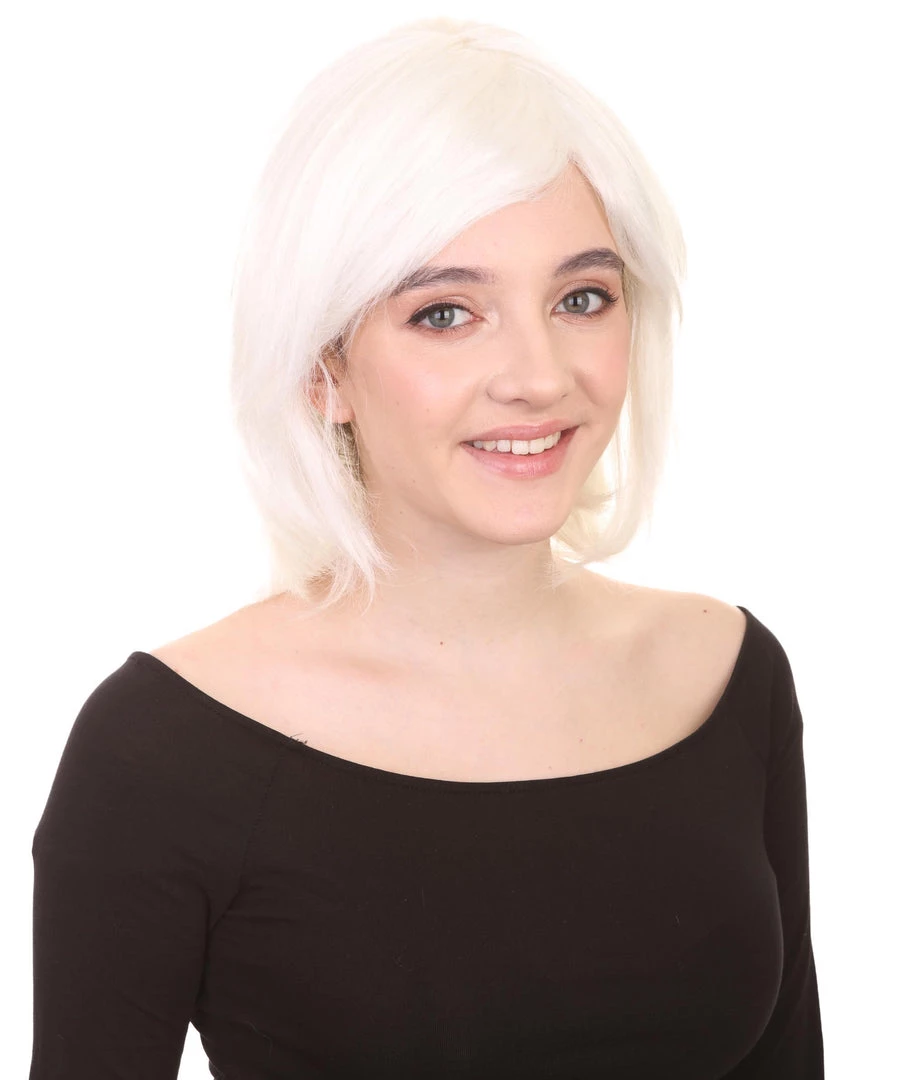 HPO Short White Womens Wig | Medium Bob Cosplay Halloween Wig | Premium Breathable Capless Cap Men's 6 HPO Short White Womens Wig | Medium Bob Cosplay Halloween Wig | Premium Breathable Capless Cap Men's