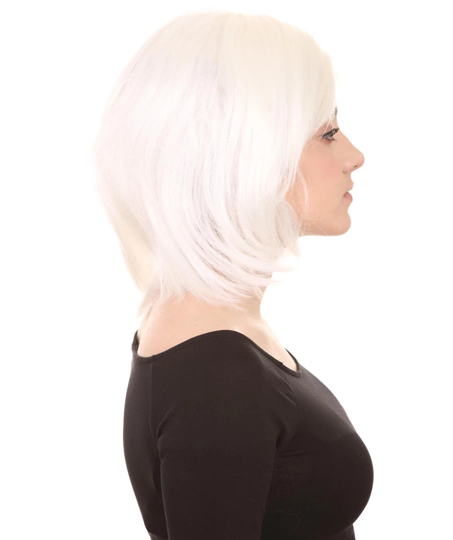 HPO Short White Womens Wig | Medium Bob Cosplay Halloween Wig | Premium Breathable Capless Cap Men's 5 HPO Short White Womens Wig | Medium Bob Cosplay Halloween Wig | Premium Breathable Capless Cap Men's