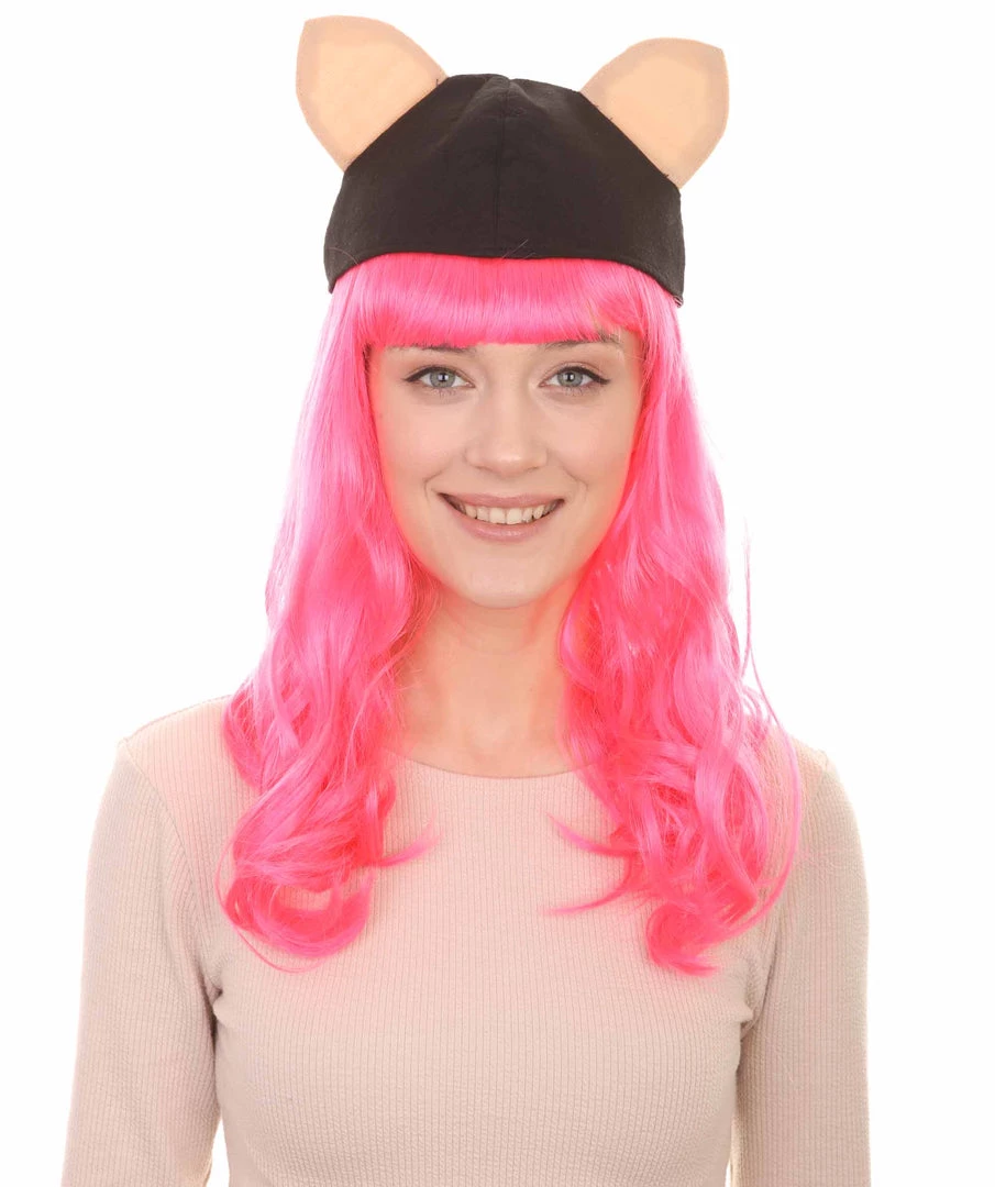 HPO Women's Womens Wolf Wig With Hat | Pink TV/Movie Wigs | Premium Breathable Capless Cap 1 HPO Women's Womens Wolf Wig With Hat | Pink TV/Movie Wigs | Premium Breathable Capless Cap