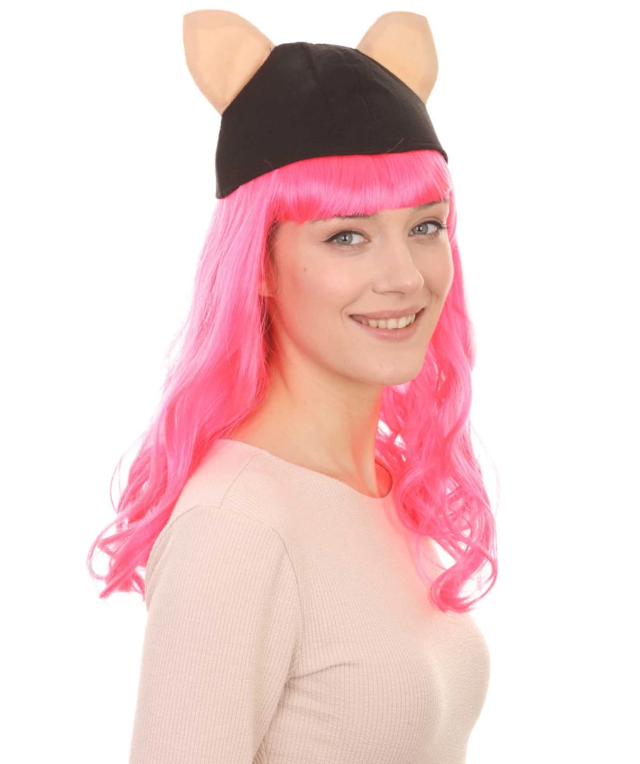 HPO Women's Womens Wolf Wig With Hat | Pink TV/Movie Wigs | Premium Breathable Capless Cap 6 HPO Women's Womens Wolf Wig With Hat | Pink TV/Movie Wigs | Premium Breathable Capless Cap