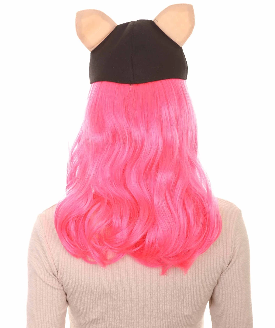 HPO Women's Womens Wolf Wig With Hat | Pink TV/Movie Wigs | Premium Breathable Capless Cap 4 HPO Women's Womens Wolf Wig With Hat | Pink TV/Movie Wigs | Premium Breathable Capless Cap