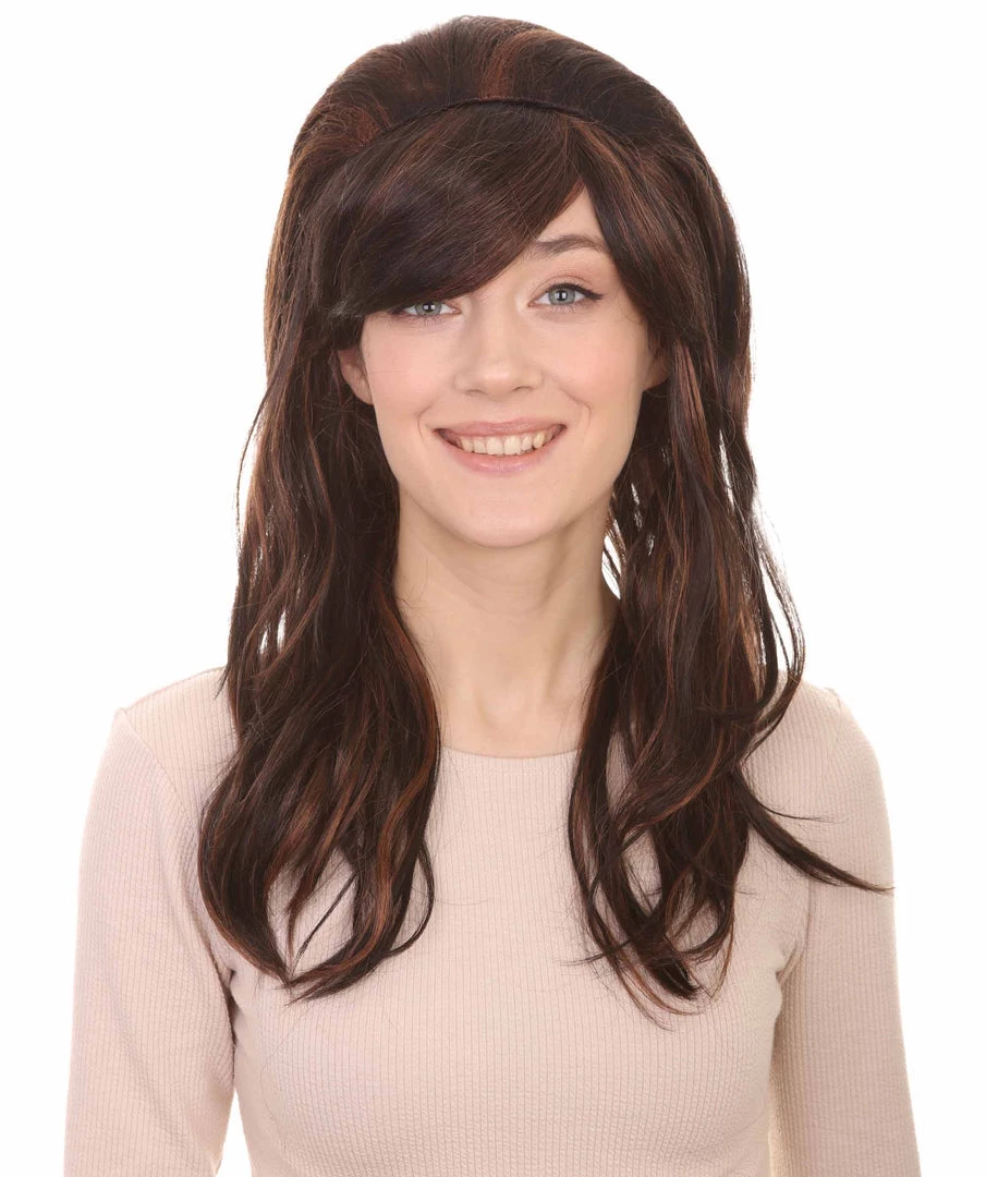 HPO Women's Superstar Dark Brown Long Wavy Womens Wig | Natural Looking Wavy Wig | Premium Breathable Capless Cap 1 HPO Women's Superstar Dark Brown Long Wavy Womens Wig | Natural Looking Wavy Wig | Premium Breathable Capless Cap