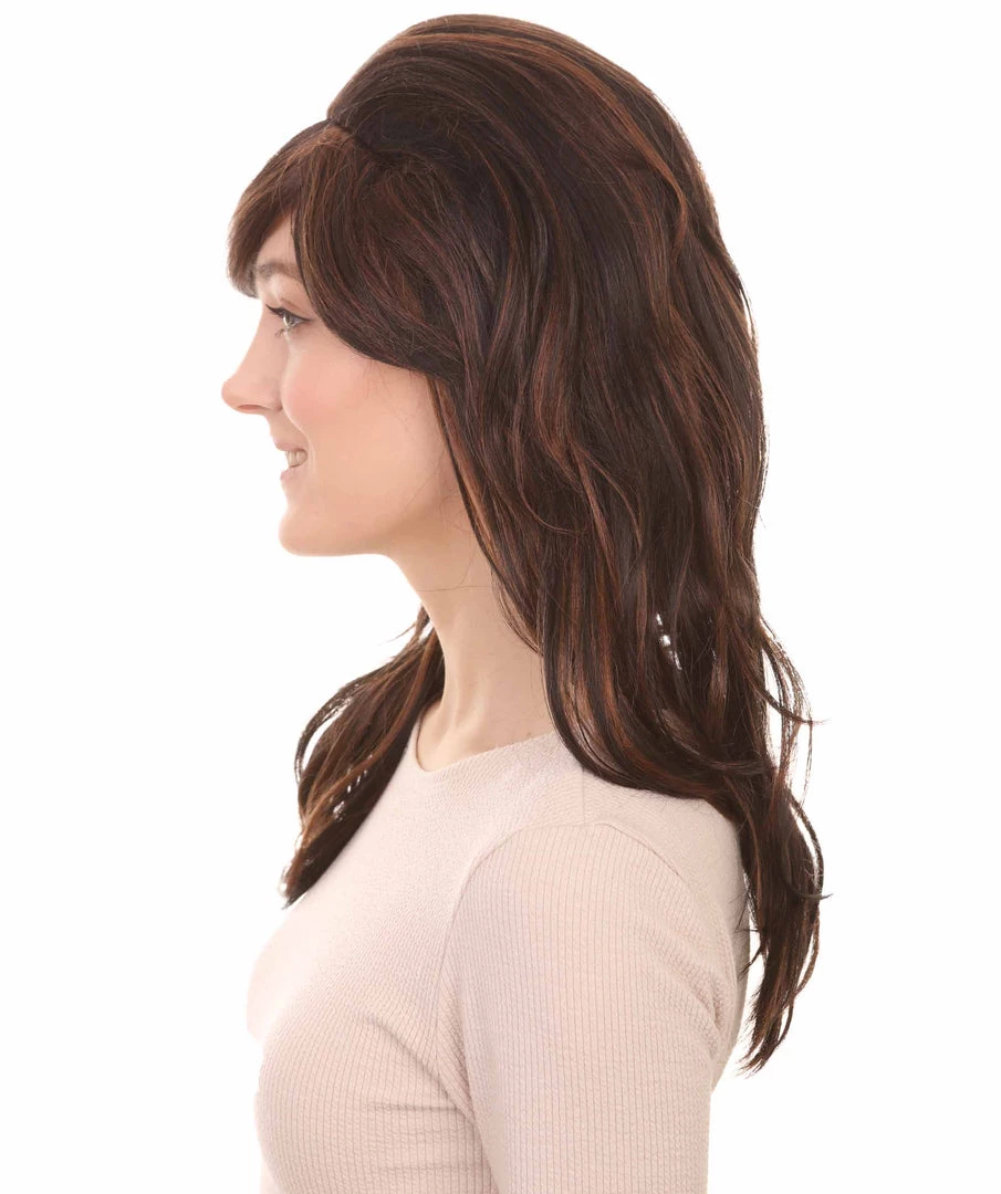 HPO Women's Superstar Dark Brown Long Wavy Womens Wig | Natural Looking Wavy Wig | Premium Breathable Capless Cap 3 HPO Women's Superstar Dark Brown Long Wavy Womens Wig | Natural Looking Wavy Wig | Premium Breathable Capless Cap