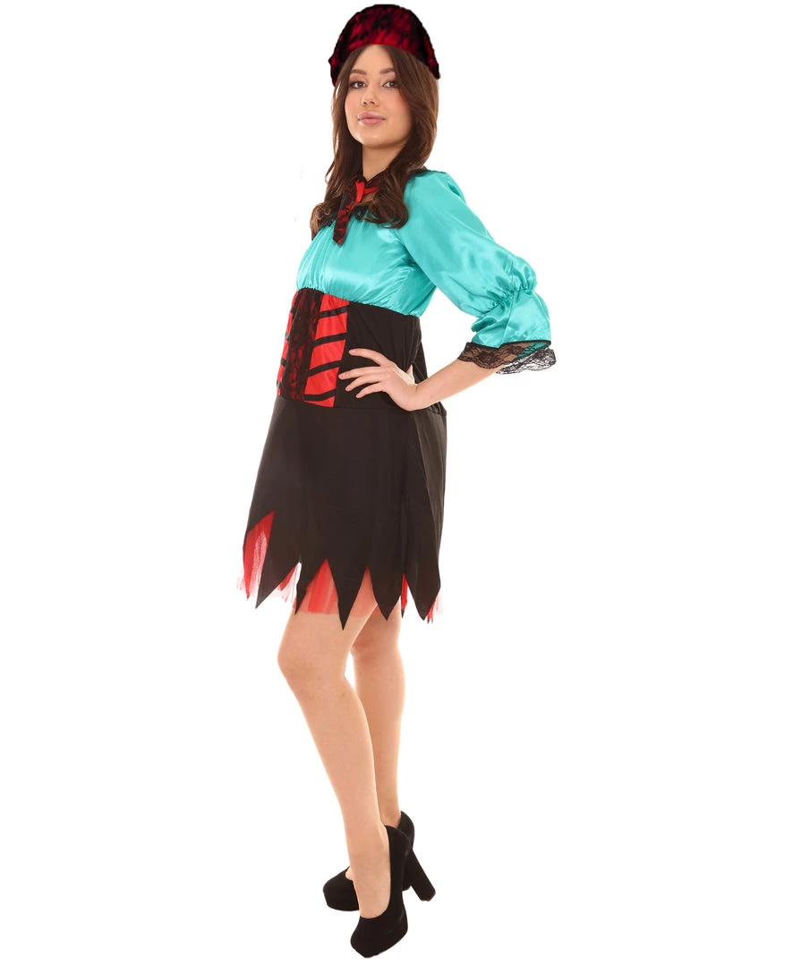 HPO Adult Women's Sexy Pirate Costume | Green Cosplay Costume 3 HPO Adult Women's Sexy Pirate Costume | Green Cosplay Costume