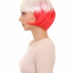 FLAGWIGS Poland Flag Sport Party Bob Wig | White Red Halloween Wig | Premium Breathable Capless Cap Women's 11 FLAGWIGS Poland Flag Sport Party Bob Wig | White Red Halloween Wig | Premium Breathable Capless Cap Women's