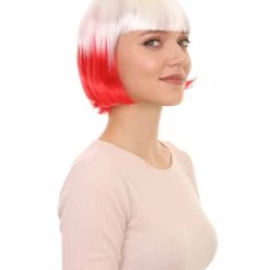 FLAGWIGS Poland Flag Sport Party Bob Wig | White Red Halloween Wig | Premium Breathable Capless Cap Women's 14 FLAGWIGS Poland Flag Sport Party Bob Wig | White Red Halloween Wig | Premium Breathable Capless Cap Women's