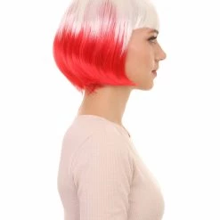 FLAGWIGS Poland Flag Sport Party Bob Wig | White Red Halloween Wig | Premium Breathable Capless Cap Women's 13 FLAGWIGS Poland Flag Sport Party Bob Wig | White Red Halloween Wig | Premium Breathable Capless Cap Women's