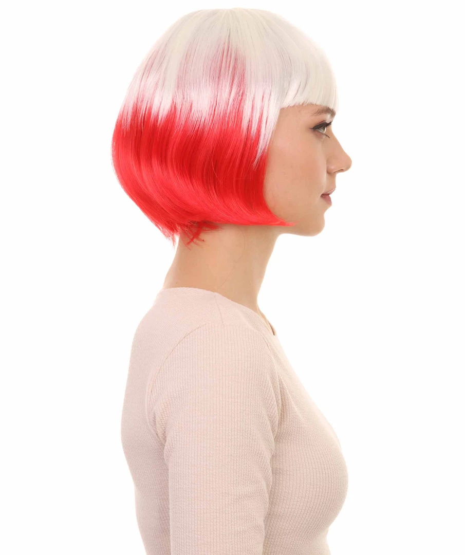 FLAGWIGS Poland Flag Sport Party Bob Wig | White Red Halloween Wig | Premium Breathable Capless Cap Women's 5 FLAGWIGS Poland Flag Sport Party Bob Wig | White Red Halloween Wig | Premium Breathable Capless Cap Women's