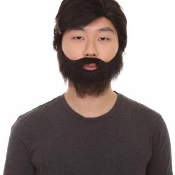 HPO Men's Men Black Wig With Full Beard Set | Cosplay Halloween Wig | Premium Breathable Capless Cap