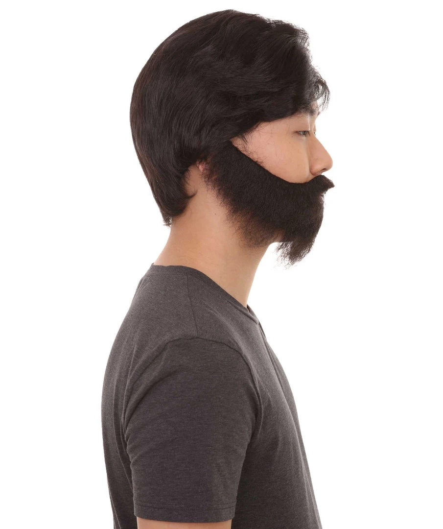 HPO Men's Men Black Wig With Full Beard Set | Cosplay Halloween Wig | Premium Breathable Capless Cap 5 HPO Men's Men Black Wig With Full Beard Set | Cosplay Halloween Wig | Premium Breathable Capless Cap