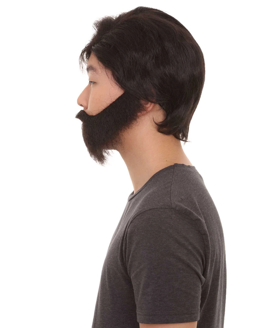 HPO Men's Men Black Wig With Full Beard Set | Cosplay Halloween Wig | Premium Breathable Capless Cap 3 HPO Men's Men Black Wig With Full Beard Set | Cosplay Halloween Wig | Premium Breathable Capless Cap