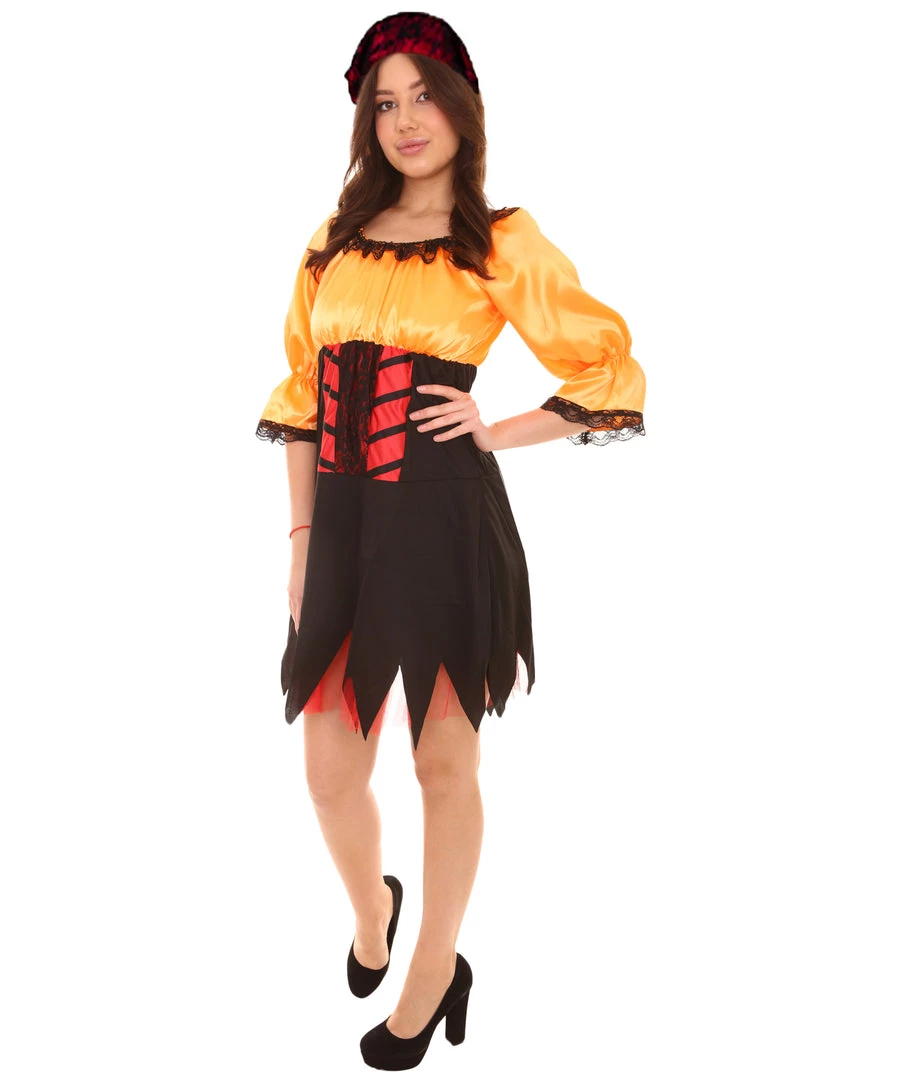 HPO Adult Women's Sexy Pirate Costume | Orange Cosplay Costume 3 HPO Adult Women's Sexy Pirate Costume | Orange Cosplay Costume