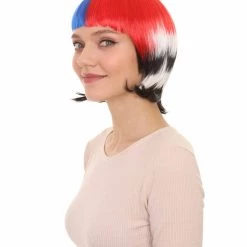 FLAGWIGS Women Patriotic South Korean Flag Bob Wig | Premium Breathable Capless Cap