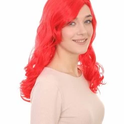 HPO Women's Mermaid Womens Wig | Red Curly Party Ready Fancy Cosplay Halloween Wig | Premium Breathable Capless Cap