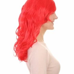 HPO Women's Mermaid Womens Wig | Red Curly Party Ready Fancy Cosplay Halloween Wig | Premium Breathable Capless Cap