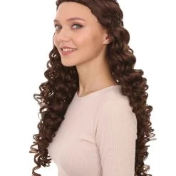 HPO Womens Medieval Princess Wig | Brown Historical Wigs | Premium Breathable Capless Cap