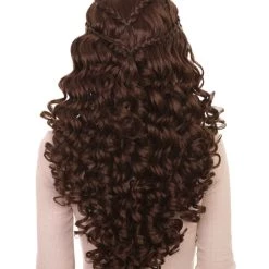 HPO Womens Medieval Princess Wig | Brown Historical Wigs | Premium Breathable Capless Cap