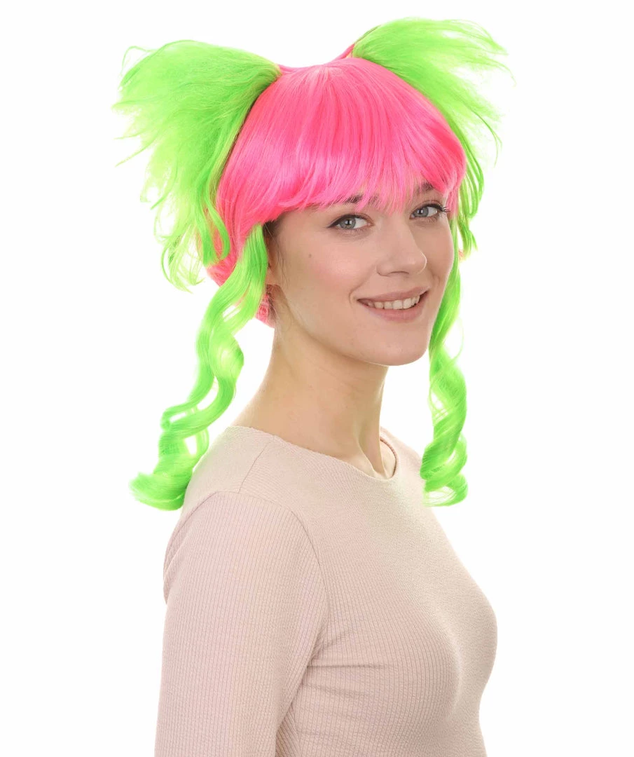 HPO Circus Sweetie Clown Womens Wig | Ping Green Party Event Ready Cosplay Halloween Wig | Premium Breathable Capless Cap 6 HPO Circus Sweetie Clown Womens Wig | Ping Green Party Event Ready Cosplay Halloween Wig | Premium Breathable Capless Cap