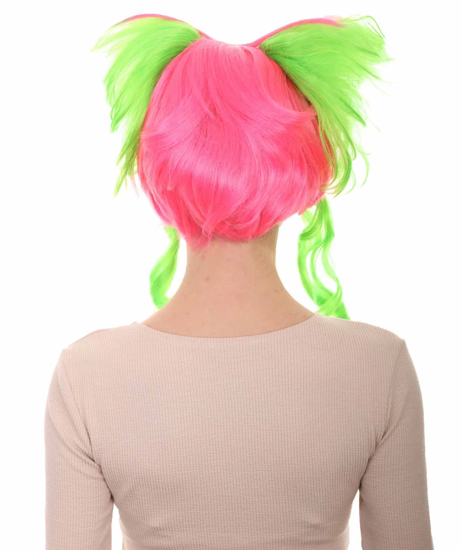 HPO Circus Sweetie Clown Womens Wig | Ping Green Party Event Ready Cosplay Halloween Wig | Premium Breathable Capless Cap 4 HPO Circus Sweetie Clown Womens Wig | Ping Green Party Event Ready Cosplay Halloween Wig | Premium Breathable Capless Cap