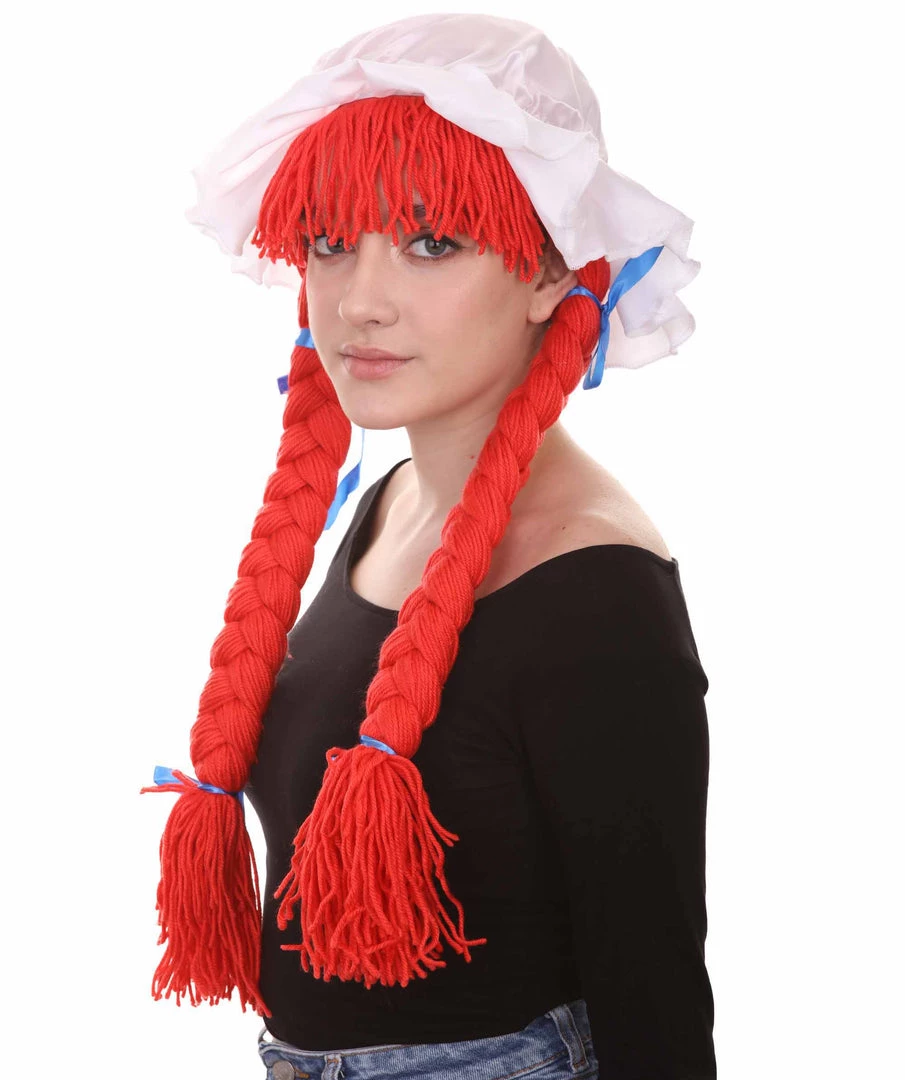HPO Womens Braided Rag Doll Wig | Red Storybook & Fairytale Halloween Wigs 2 HPO Womens Braided Rag Doll Wig | Red Storybook & Fairytale Halloween Wigs