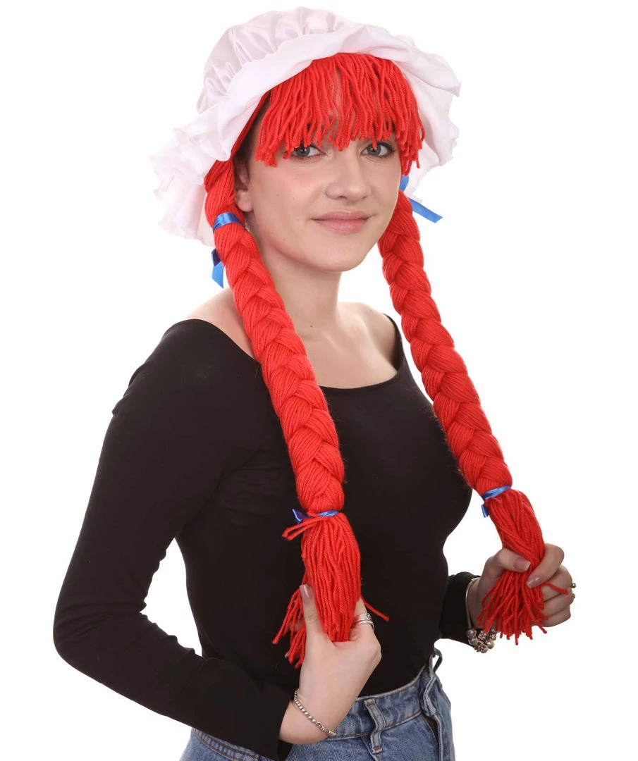 HPO Womens Braided Rag Doll Wig | Red Storybook & Fairytale Halloween Wigs 5 HPO Womens Braided Rag Doll Wig | Red Storybook & Fairytale Halloween Wigs