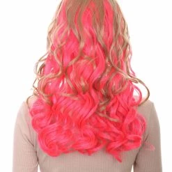 HPO Women's Long Wavy Blonde & Pink Womens Wig | Fancy Party Event Ready Halloween Wig | Premium Breathable Capless Cap 12 HPO Women's Long Wavy Blonde & Pink Womens Wig | Fancy Party Event Ready Halloween Wig | Premium Breathable Capless Cap