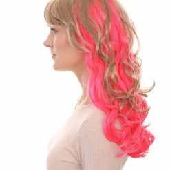 HPO Women's Long Wavy Blonde & Pink Womens Wig | Fancy Party Event Ready Halloween Wig | Premium Breathable Capless Cap 11 HPO Women's Long Wavy Blonde & Pink Womens Wig | Fancy Party Event Ready Halloween Wig | Premium Breathable Capless Cap