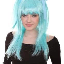 HPO Game Womens Wig | Light Blue Cosplay Wig | Premium Breathable Capless Cap Men's