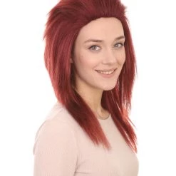 HPO 80s Dark Auburn Rock Diva Womens Wig | Long Cosplay Halloween Wig | Premium Breathable Capless Cap Men's