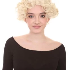 HPO Sexy Womens Wig | Curly Blonde Short Celebrity Wig | Premium Breathable Capless Cap