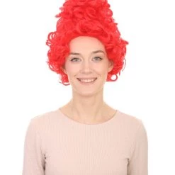 HPO Women's Red Curly Queen Womens Wig | All Back Super Size Cosplay Wig | Premium Breathable Capless Cap