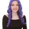 HPO Women's Long Curly Purple Womens Wig | Fancy Party Event Ready Halloween Wig | Premium Breathable Capless Cap