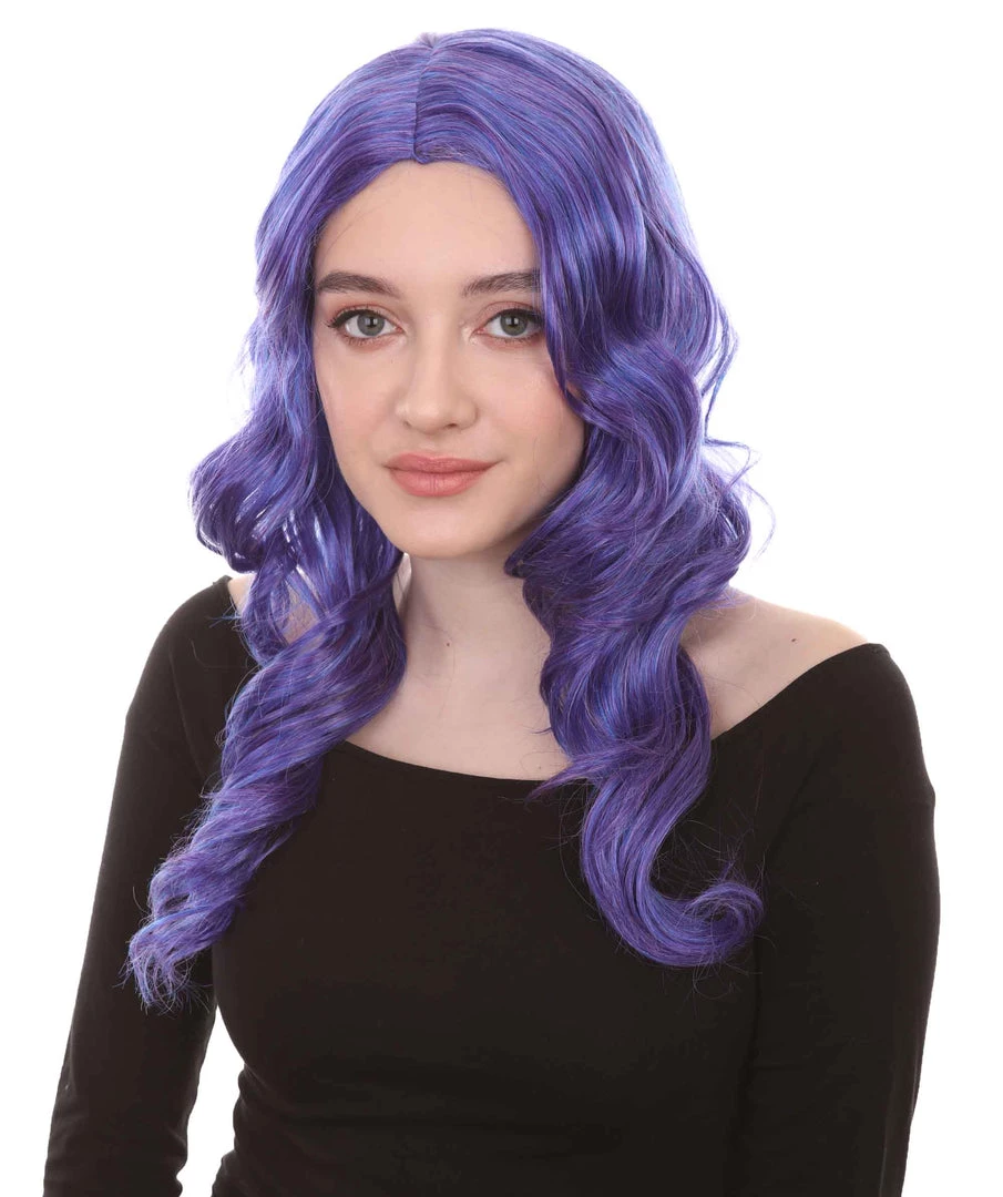 HPO Women's Long Curly Purple Womens Wig | Fancy Party Event Ready Halloween Wig | Premium Breathable Capless Cap 2 HPO Women's Long Curly Purple Womens Wig | Fancy Party Event Ready Halloween Wig | Premium Breathable Capless Cap