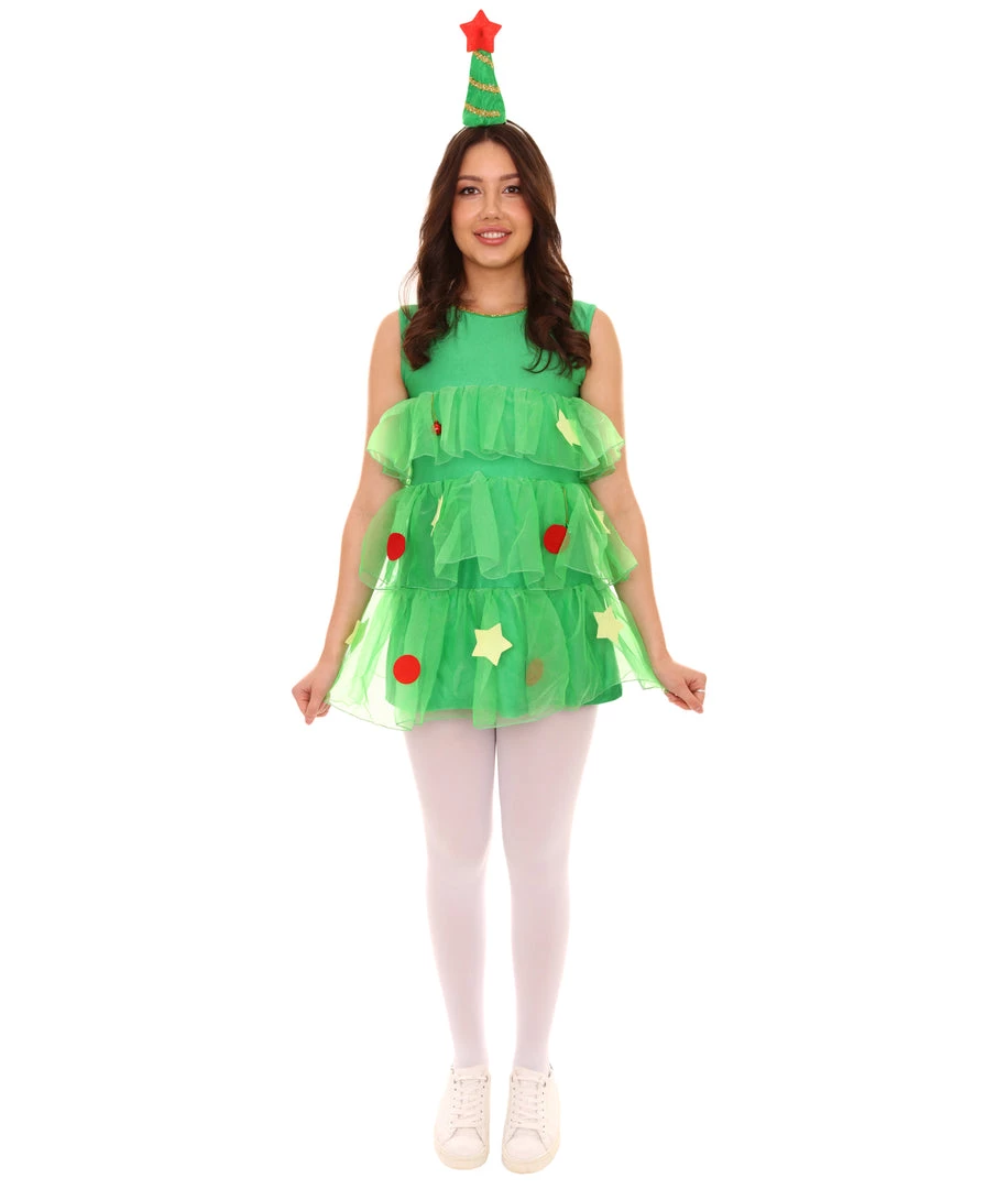 HPO Adult Women's Tree Dress Holiday Costume | Multi Christmas Costume 2 HPO Adult Women's Tree Dress Holiday Costume | Multi Christmas Costume