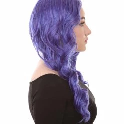 HPO Women's Long Curly Purple Womens Wig | Fancy Party Event Ready Halloween Wig | Premium Breathable Capless Cap 13 HPO Women's Long Curly Purple Womens Wig | Fancy Party Event Ready Halloween Wig | Premium Breathable Capless Cap