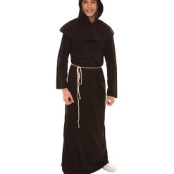 HPO Adult Men's Monk Robe Costume | Black Halloween Costumes