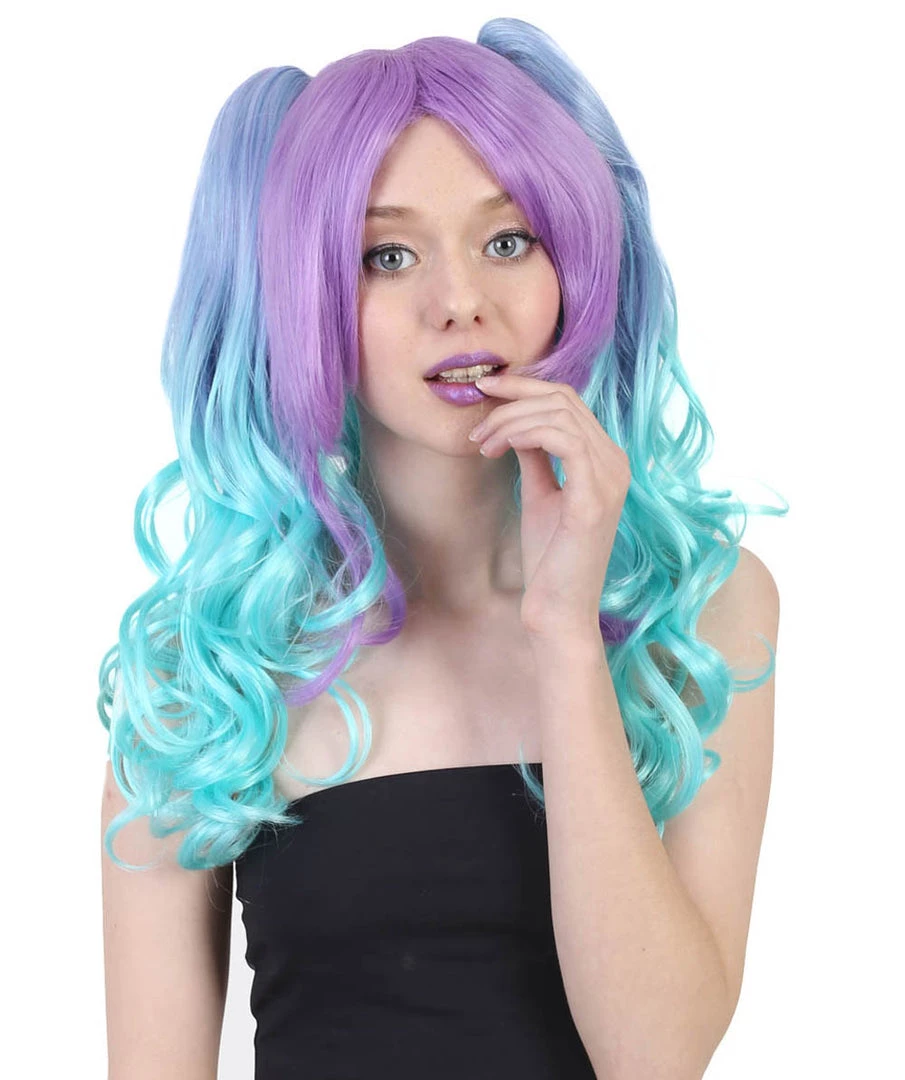 HPO Men's Allure Wavy Purple Blue Womens Wig | Cosplay Halloween Wig | Premium Breathable Capless Cap 2 HPO Men's Allure Wavy Purple Blue Womens Wig | Cosplay Halloween Wig | Premium Breathable Capless Cap