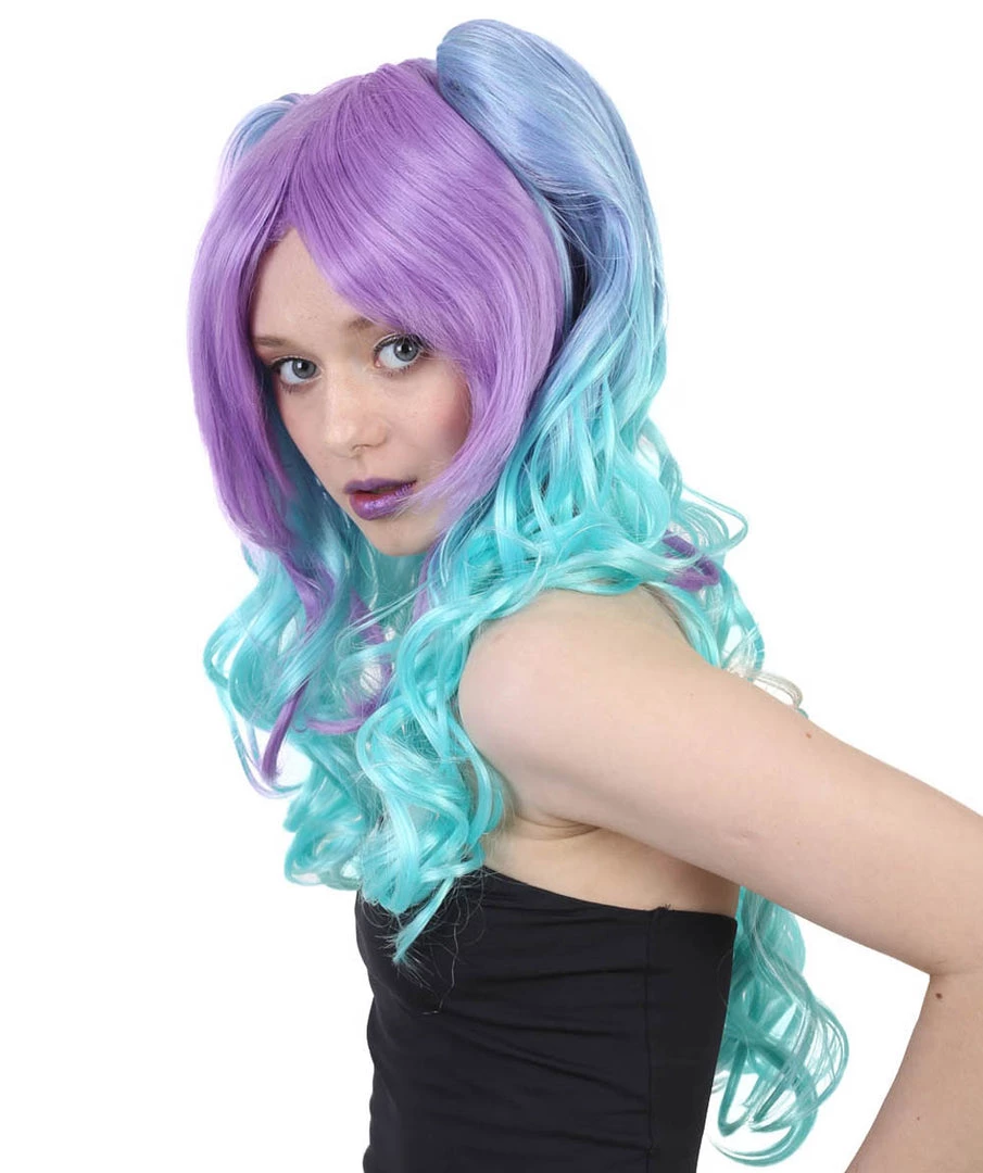 HPO Men's Allure Wavy Purple Blue Womens Wig | Cosplay Halloween Wig | Premium Breathable Capless Cap 4 HPO Men's Allure Wavy Purple Blue Womens Wig | Cosplay Halloween Wig | Premium Breathable Capless Cap