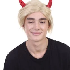 HPO President II Wig W/ Red Sequined Devil Horns | Blonde Short Wig | Premium Breathable Capless Cap SALE