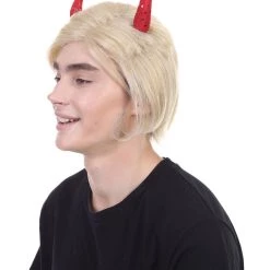 HPO President II Wig W/ Red Sequined Devil Horns | Blonde Short Wig | Premium Breathable Capless Cap SALE
