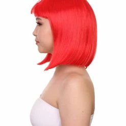 FLAGWIGS Tunisia Flag Sport Party Bob Wig | Sexy Cosplay Party Halloween Wig | Premium Breathable Capless Cap Women's