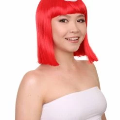 FLAGWIGS Tunisia Flag Sport Party Bob Wig | Sexy Cosplay Party Halloween Wig | Premium Breathable Capless Cap Women's