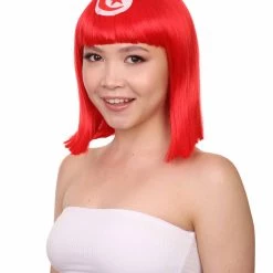 FLAGWIGS Tunisia Flag Sport Party Bob Wig | Sexy Cosplay Party Halloween Wig | Premium Breathable Capless Cap Women's